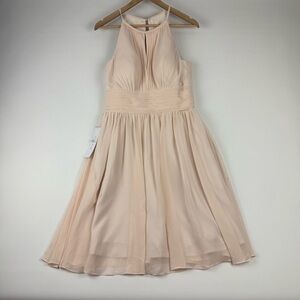 Azazie Women’s A10 Grape Satin Back Crepe Halter Dress – Petal Pink